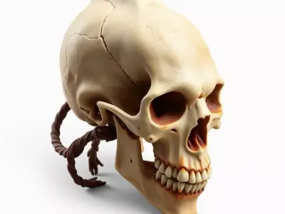 Stylized Elongated Skull with Rope Low-poly 3D model