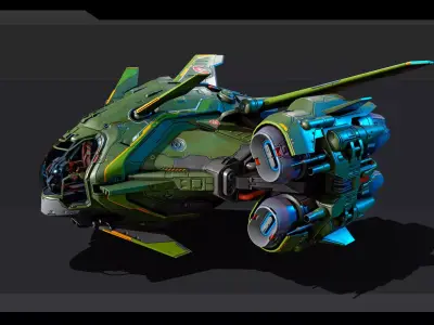 SF Corsair Starship  Low-poly 3D model