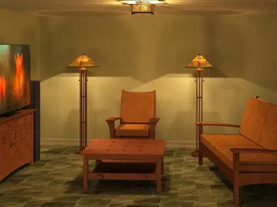 Stickley Mission Living Room and Bedroom furniture Low-poly 3D model