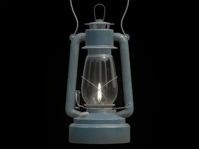 6 colors painted kerosene oil lamp Low-poly 3D model