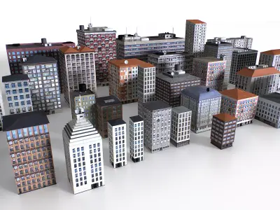 Out of bounds background buildings Low-poly 3D model