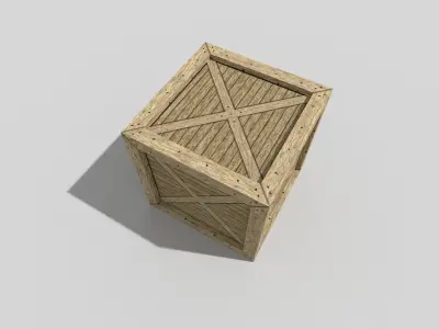 low poly wooden box Low-poly 3D model