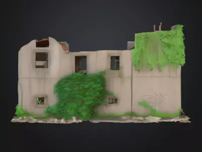 Half Destroyed Building 3D Model  Post Apocalyptic Interior Low-poly 3D model