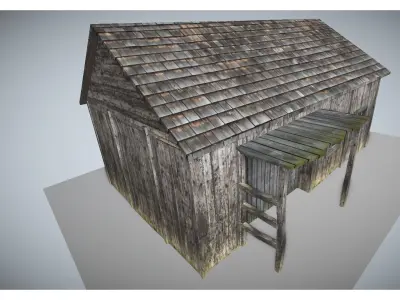 wooden house Low-poly 3D model