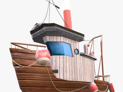 Cartoon Mini Boat 3 Low-poly 3D model