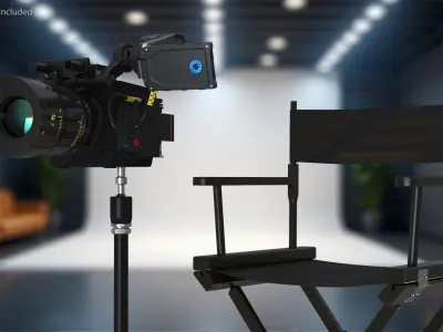  Circular Camera Dolly with Seat and Camcorder 