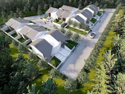 Modern Housing Masterplan 16 Units SketchUp Lumion 3D Site  3D model