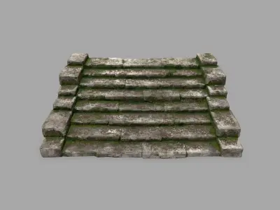 stairs 3 set of stone steps Low-poly 3D model
