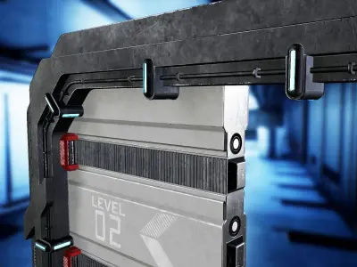 Scifi Space and Bunker doors 3D model PBR textures Low-poly 3D model