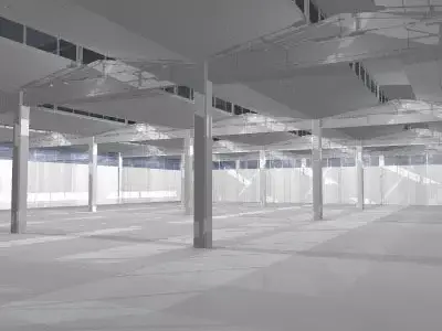 Depot open space with walls 3D model