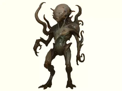 Asymmetric Alien Figurine 3D print model