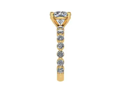 Ring166 round brilliant diamond engagement ring in gold 3D print model