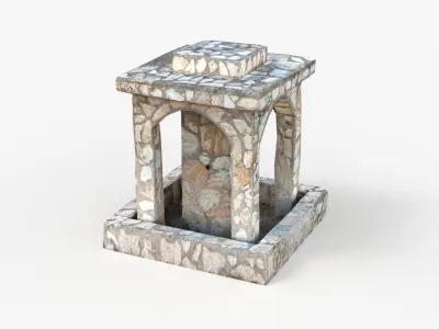Public Park Fountain Scan Low-poly 3D model