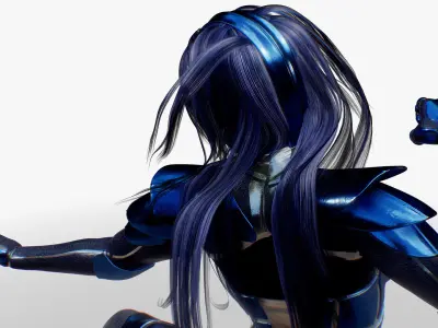 Rigged Female in Blue Armor 3D model