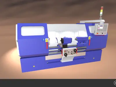 CNC Lathe Set Low-poly 3D model