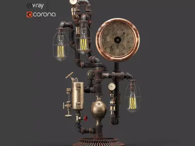 Steam Gauge Lamp by machineagelamps 3D model