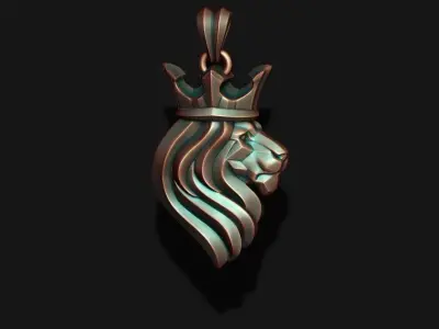 King Lion crown pendant 3D print model