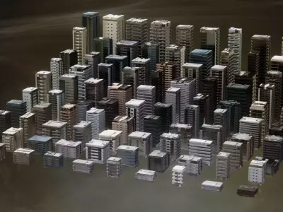 100 Low poly Scifi Cyberpunk Buildings Low-poly 3D model