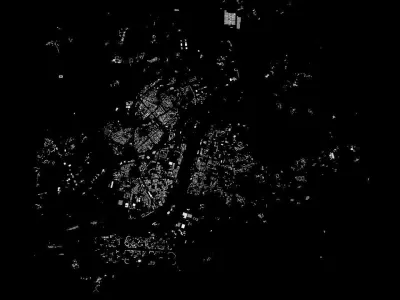 Pyongyang Downtown Area Streets and Buildings 3D model