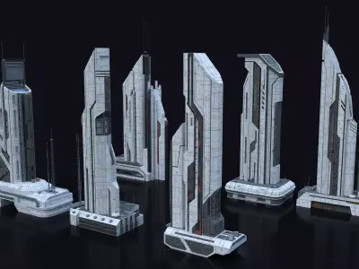 Scifi Building  futuristic Building Kitbash Bundle Vol 1 3D model