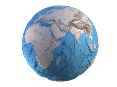 Earth Clay Shaded Globe Low-poly 3D model