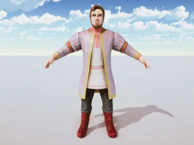 Stylized Character Medieval Rich Man Rigged with Shape Keys Low-poly 3D model