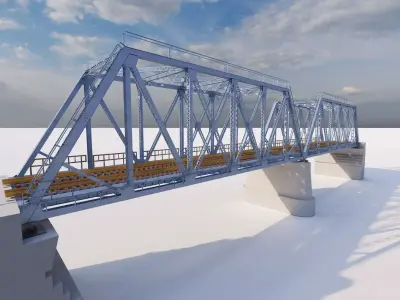 Structural engineering of Metal bridge structure 3D model purchase