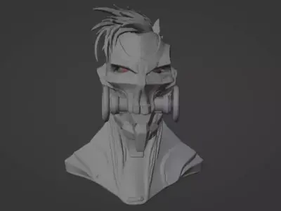 Cyber On Bust  Futuristic Sci-Fi Character 3D Model for Printing 3D print model
