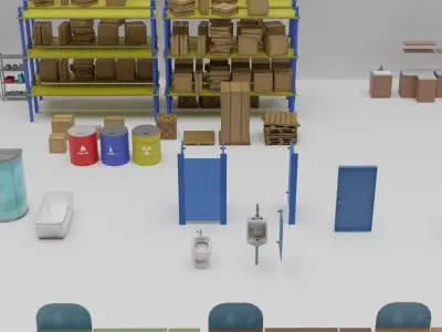 Home and office and warehouse stuff Low-poly 3D model