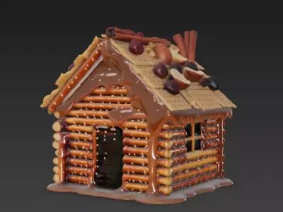 Rustic Pretzel Log Cabin 3D Model Low-poly 3D model