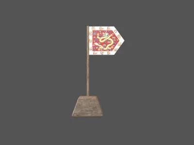 Bordered Red Banner v1 002 Low-poly 3D model