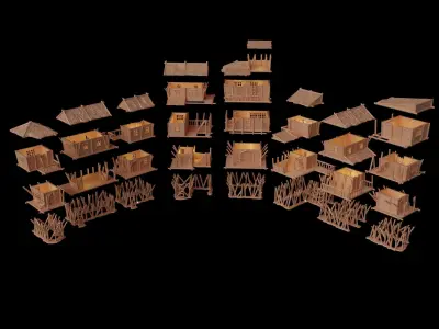 Marsh Settlement Tabletop Terrain 28 MM 3D print model