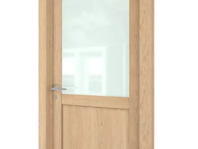 Door-065 interior door in oak with frosted glass 3D model