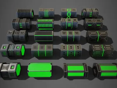 NGon Box Collection Metal Low-poly 3D model