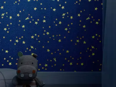 Navy Night Sky Kids Wallpaper Texture