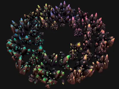 Rocks Crystals Gems Pack for Cave Dungeon  Mine Low-poly 3D model