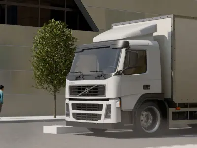 City Street Scene  with Rigged Cars and Characters 3D model