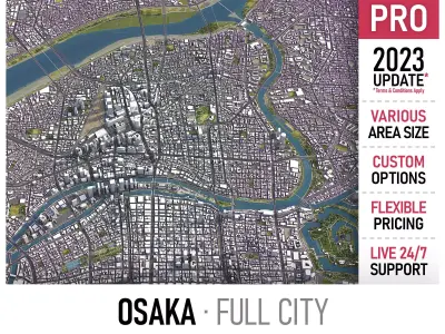 Osaka Low-poly 3D model