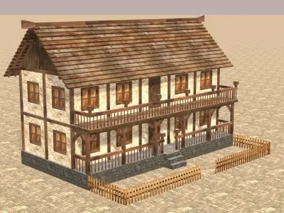 Medieval house fourteen 3 Low-poly 3D model