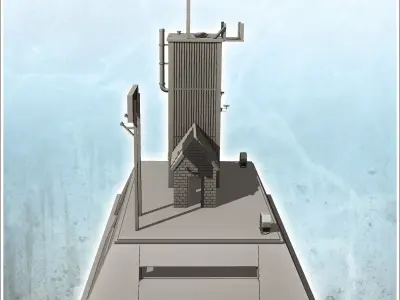 Protective bunker with elevated building panel and antennas 17 - 3D print model