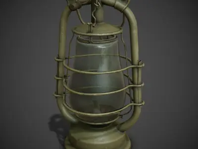 Vintage kerosene lantern Low-poly 3D model