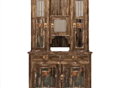 Old sideboard with brass inserts 3D model