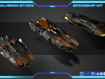 Spaceships Package Low-poly 3D model