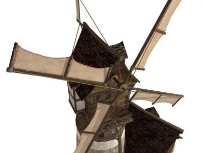 Old Windmill Low Poly Low-poly 3D model