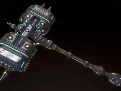 Energy Hammer - Game Ready Low-poly 3D model