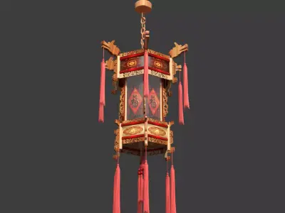 Chinese Palace Lantern  Low-poly 3D model 9