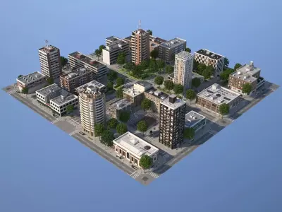 City medium size Low-poly 3D model