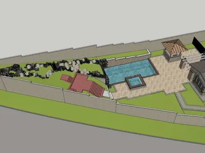 3D Exterior Scene 3D model design garden and landscape 3D 3D model