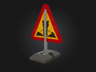 Roadwork Ahead Sign Warning Traffic Sign Model 3D model