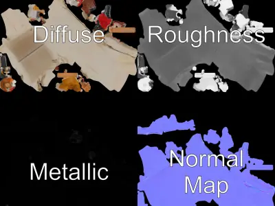 Canvas Sack with Objects Model Pack Low-poly 3D model